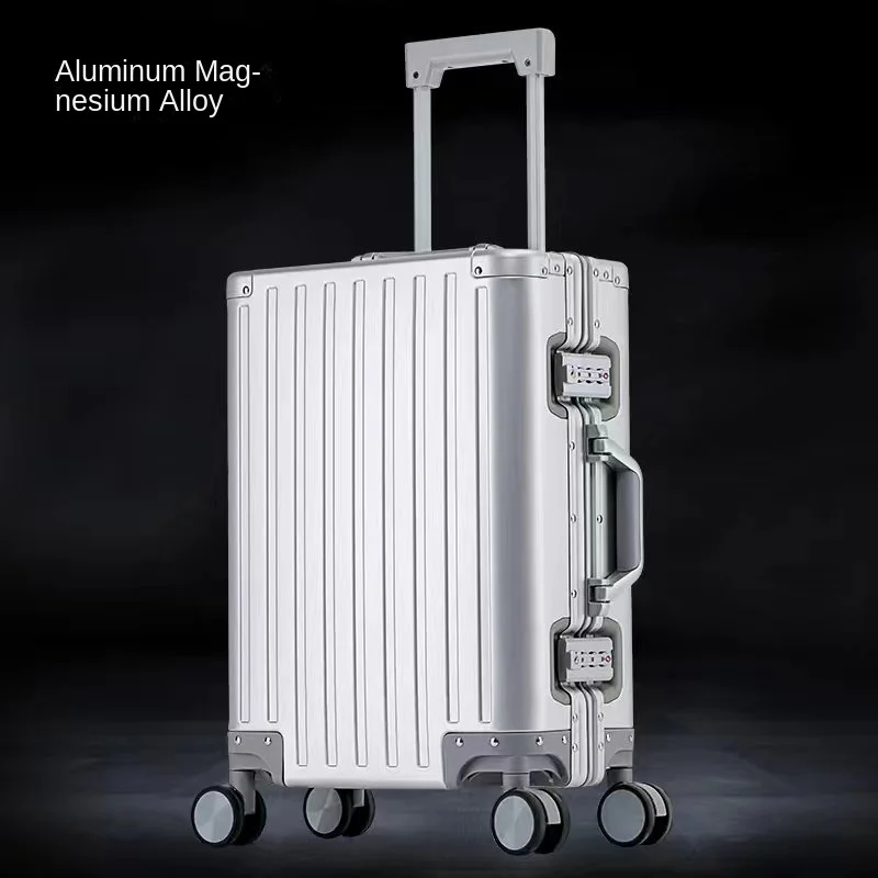 All aluminum luggage aluminum magnesium alloy travel case aluminum frame high-end pull rod case universal wheel suitcase