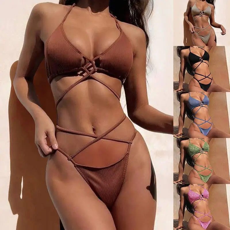 

2023 European and American Sexy Bikini Push up Split Swimsuit Female Bikini