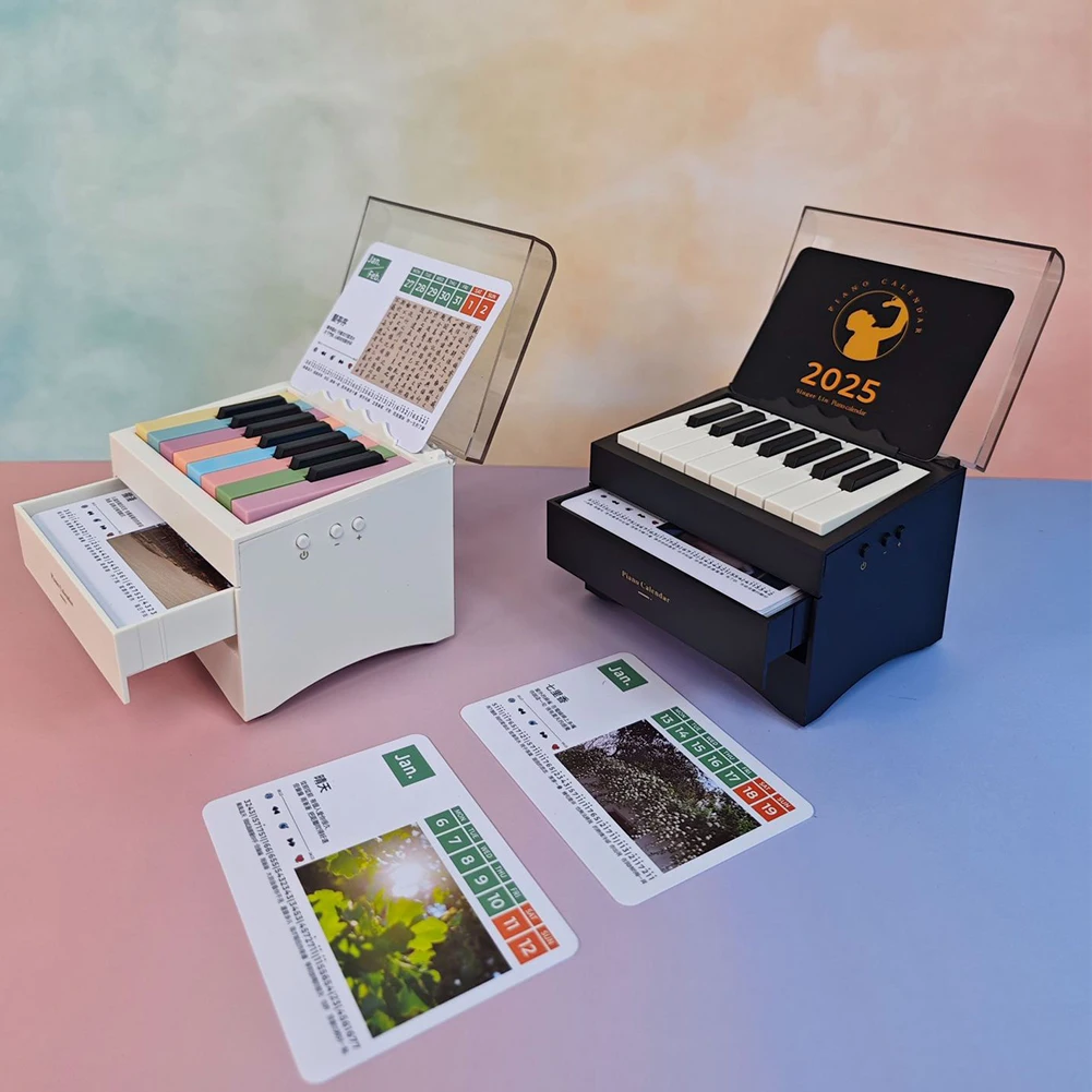 BT Piano Calendar 15 Keys Versatile Dustproof Mini Piano Calendar Playable Desk Desktop Peripheral Ornaments