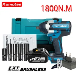 [1800N.M High Torque] Kamolee Tool DTW700 1800N.m Electric Impact Wrench 1/2'' Inch Compatible With Makita Battery