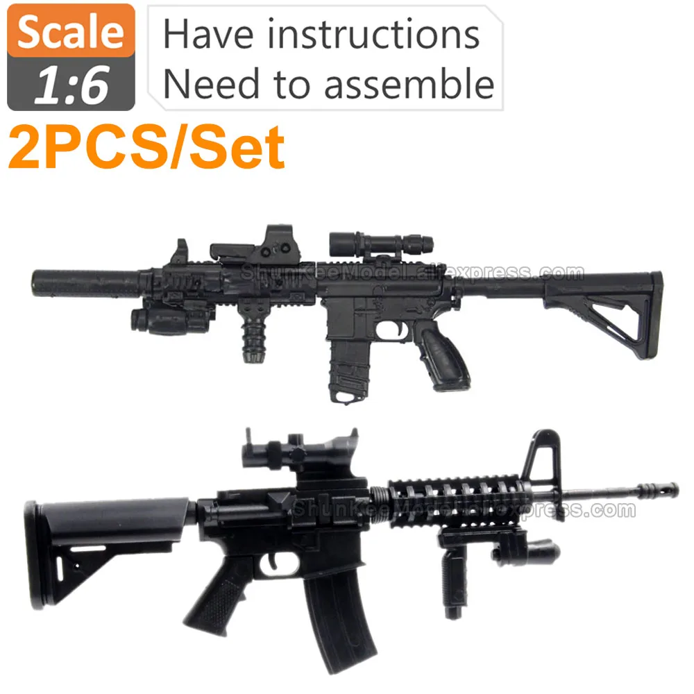 1:6 1/6 Scale Action Figures Assembly 4d Gun Model Assault Rifle Hk416 ...