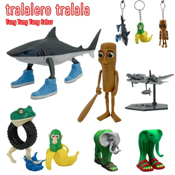 Shark Figurine Tungtungsahur Figure Funny Doll Desktop Decoration Tralalero Tralala Figure Movable Articulated 3D Printed Toys