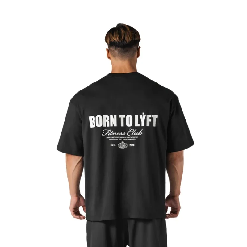 BORN TO LYFT Summer Fitness Men Printed T-Shirts Pure Cotton Men's