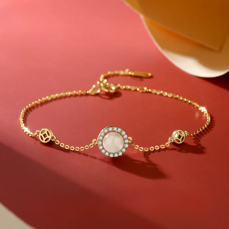 

S925 Can Rotate Cat Eye Bracelet Female Ins Light Luxury Niche Temperament Chain Charm Hand Strap Festival Anniversary Accessory