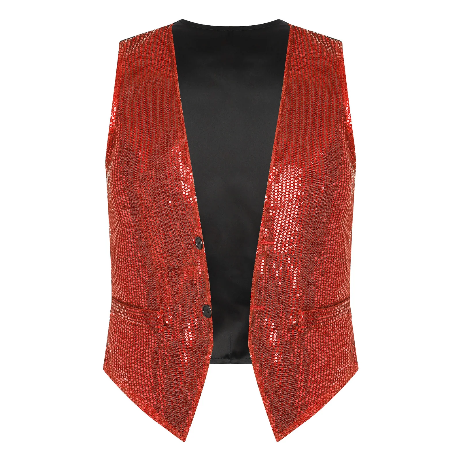 Mens Sparkling Sequins Vests Fashion Mans Sleeveless Waistcoat for Jazz Hip-hop Rave Dance Party Clubwear Performance Costume 5