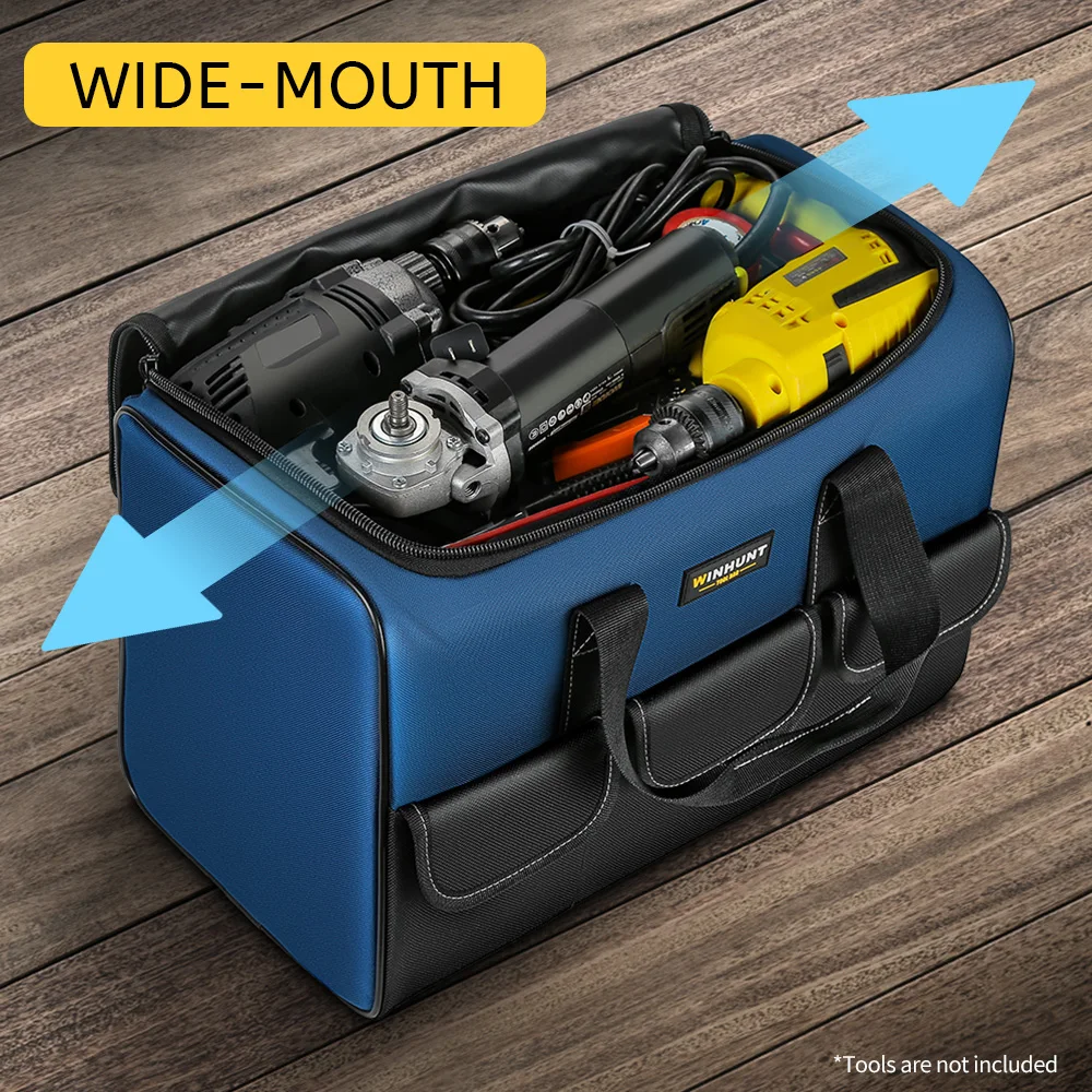 Heavy Duty Wide Mouth Tool Bag with Pockets, Organizer for Men's Tool Storage and Transport 5