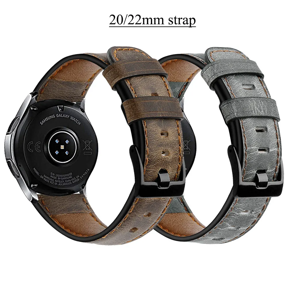 

Retro Leather strap 20mm for Samsung Galaxy watch 4/classic/5/5 pro/Active 2 40mm 44mm 22mm bracelet Huawei Gt 3-pro-2 2e band
