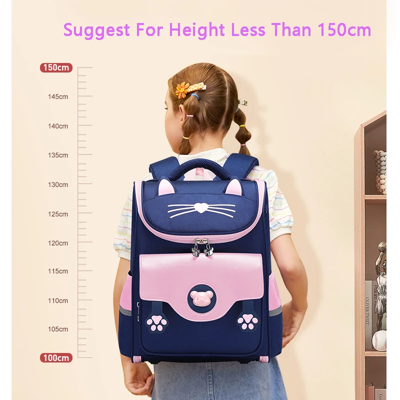 SUN EIGHT 3D Cat Girl School Bags Orthopedic Back New Children Satchels Waterproof Backpack For Women 3