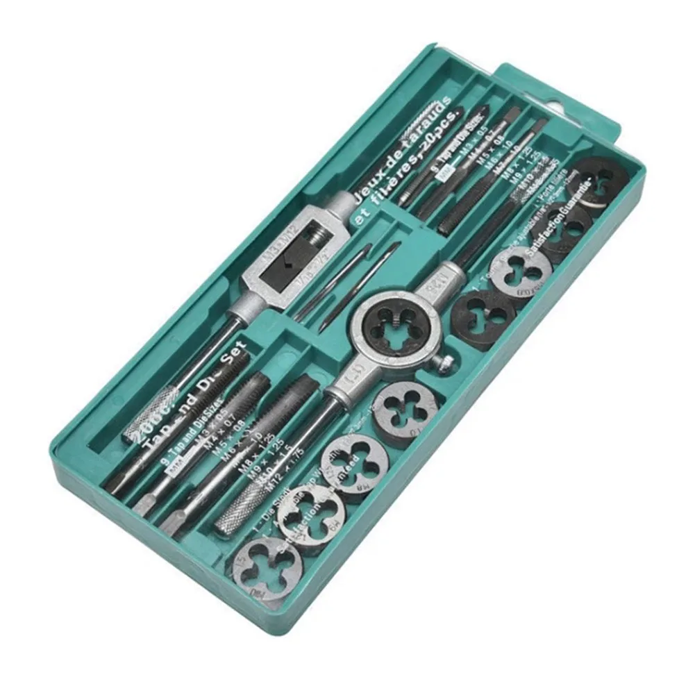 

Wrench 20pcs Hand Tools Metric Taps And Dies Set M3-M12 Screw Thread & Tapping Wrench Workshop Equipment Tap Hand Tools Set