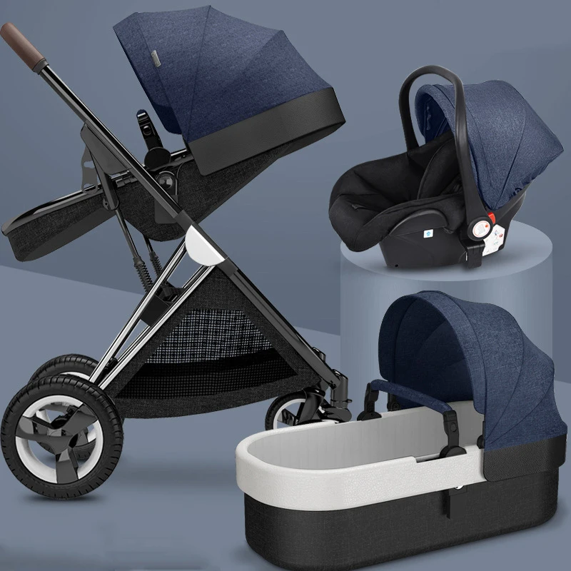 Baby Stroller New Baby Stroller 3 in1 Four Wheels Stroller 2 in 1 Baby Car Kinderwagen Foldable Newborn Baby Carriage High Landscape Strollers