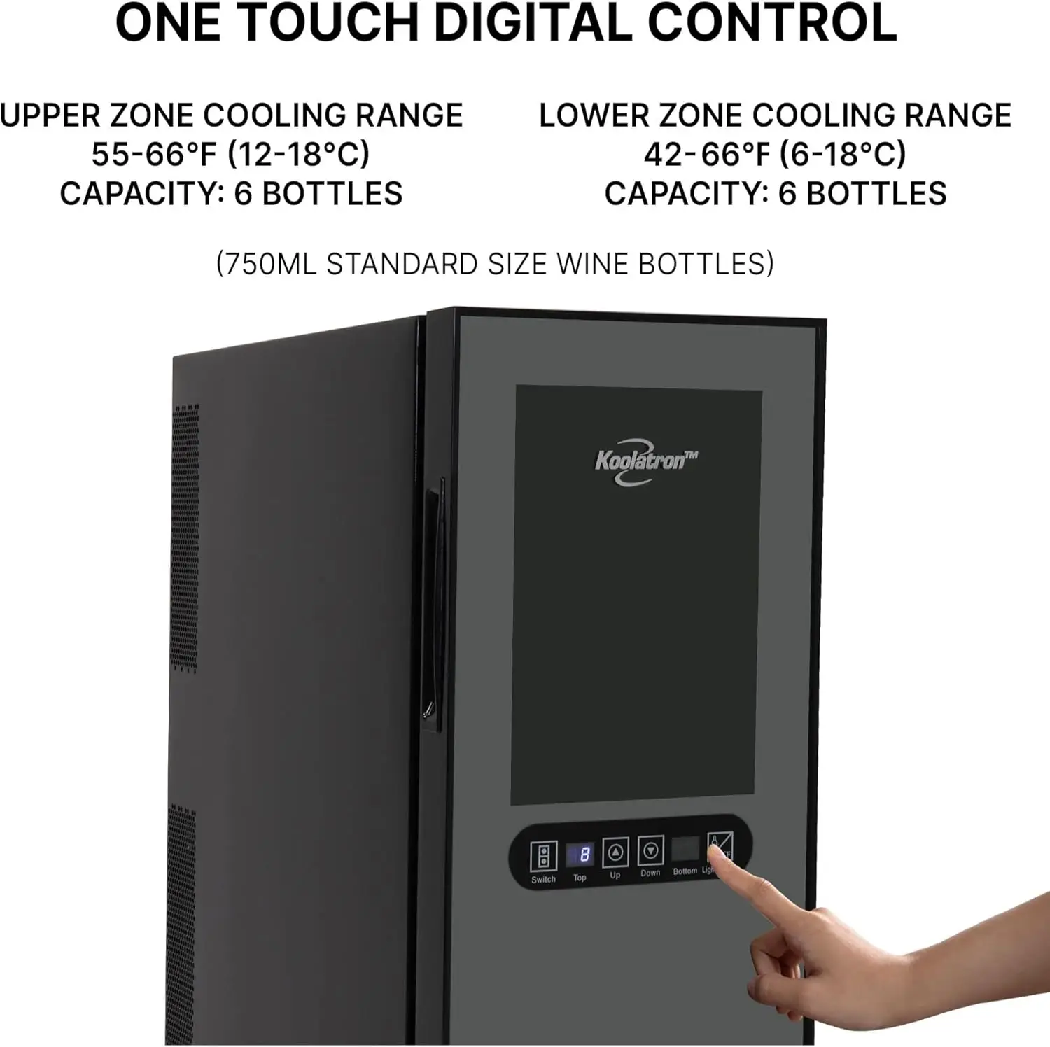 Series 12 Bottle Dual Zone Wine Cooler, Black, Wine Fridge, Freestanding Wine Cellar, Red, White 4