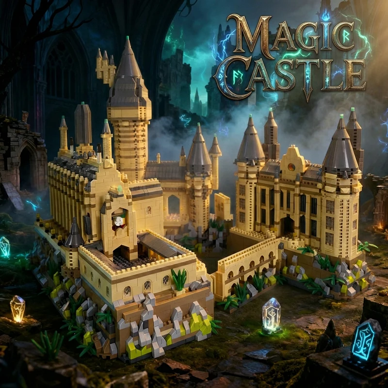 6000 Teile Mittelalterliches Magisches Schloss Baustein-Set Hogwarts MOC Bausteine Spielzeug Potter Lehrreiches Geschenk Erwachsenen-Mikroblock-Modell