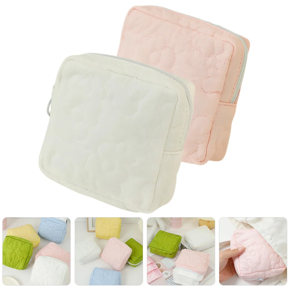 

2 Pcs Sanitary Napkin Storage Bag Small Organizer Tampon Pouch Nursing Pad Period Polyester Decorative Travel Washable for