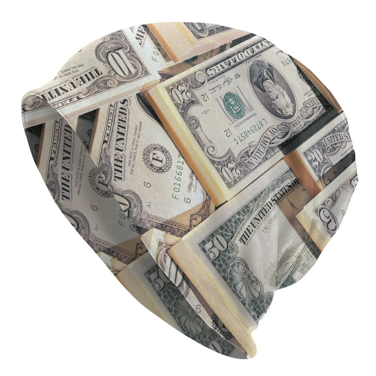 

100 Dollars Banknotes Cap Cool Ski Skullies Beanies Hats Men Women Male Summer Warm Dual-use Bonnet Knitted Hat