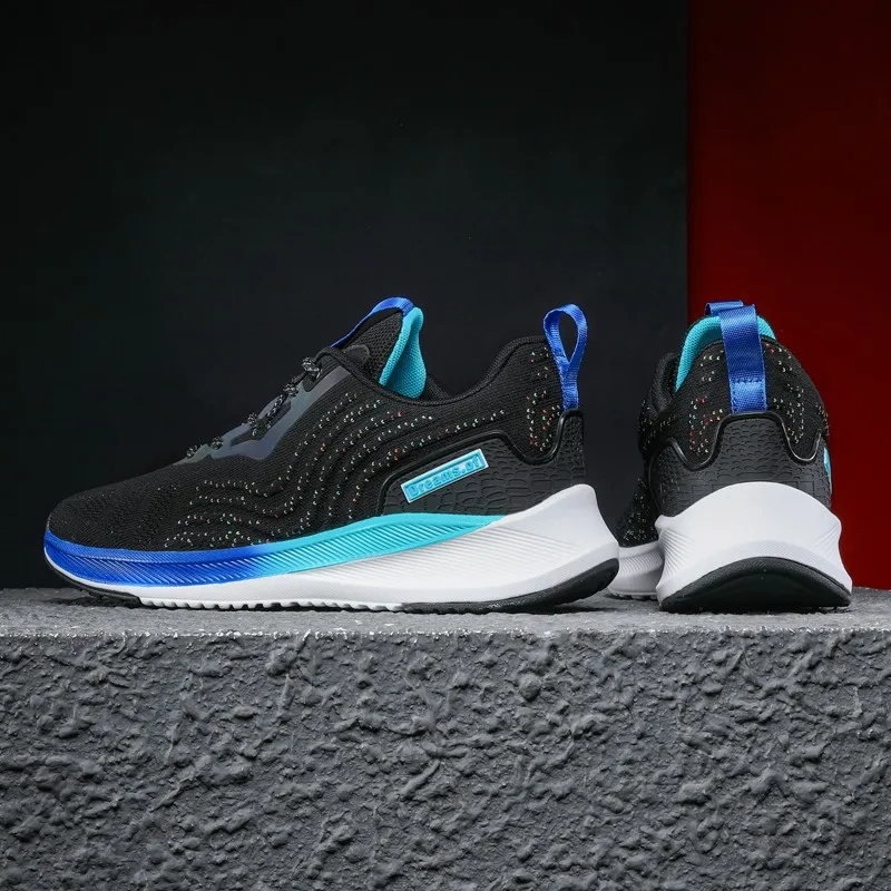 Ins Trendy Running Shoes Men Breathable Runner Lightweight Knit Mesh Vamp Sneakers Walking Shoes Tennis Shoes Male Outdoor Shoes