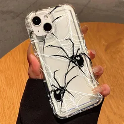 Black Spider Web Shockproof Transparent Phone Case - Soft and Durable Cover for 7 8 SE 2020 2022 (T5387)