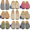 Luxury designer brand Boston cowhide sandals men spring/fall suede slippers toe wrap slip-on big bucket women shoes with shoebox 1