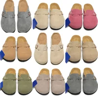 Luxury designer brand Boston cowhide sandals men spring/fall suede slippers toe wrap slip-on big bucket women shoes with shoebox 1