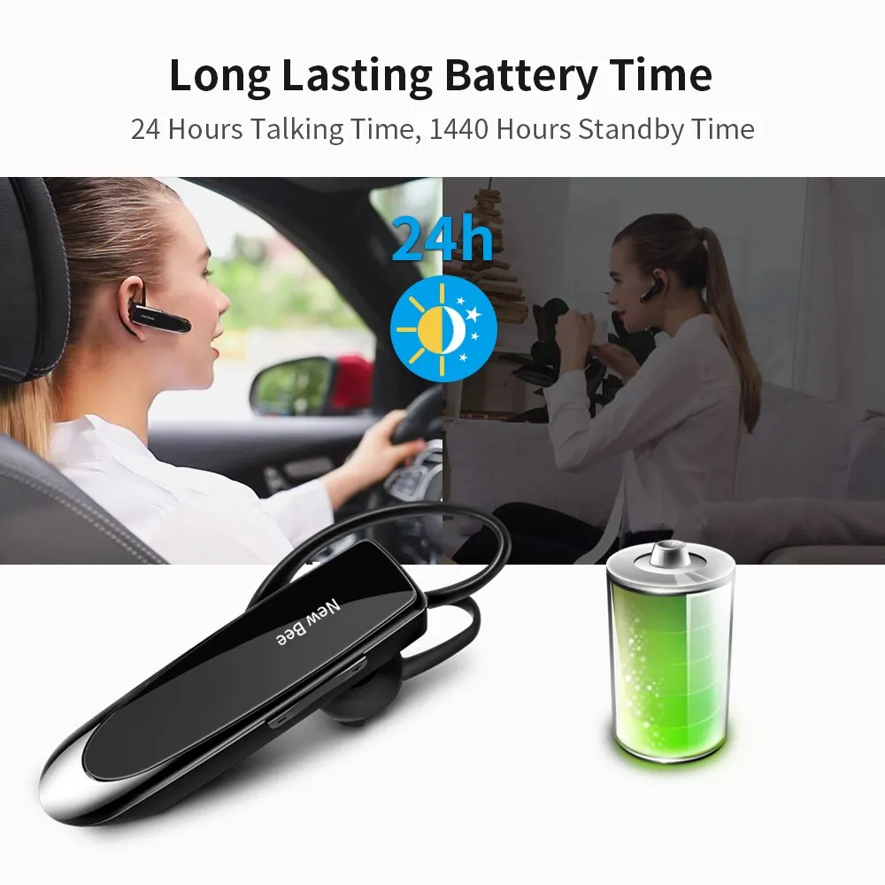 New Bee B41 Wireless Bluetooth 5.0 Earphones Hands-Free Mini Headset 22H Music Playing Earpieces With CVC 6.0 Mic For IPhones 2