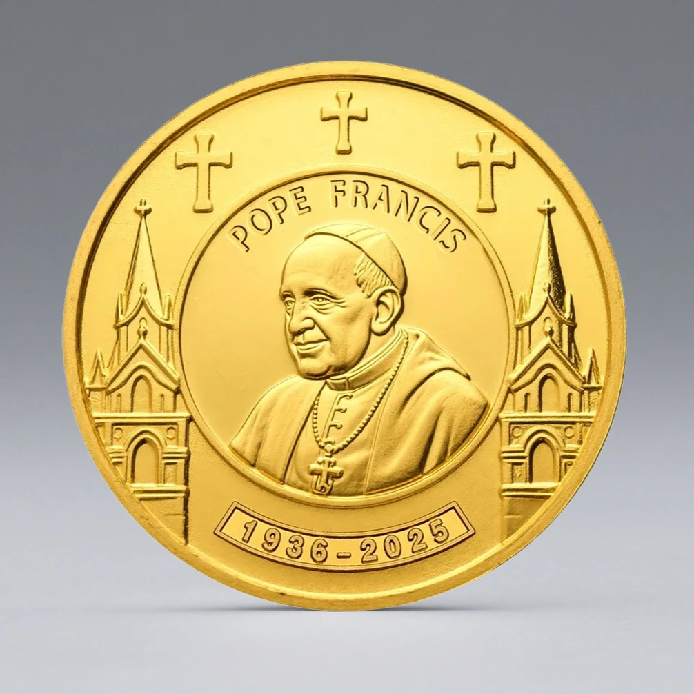 Gold-Plated Pope Francis Collectible Souvenir Coin - Creative Gift Edition