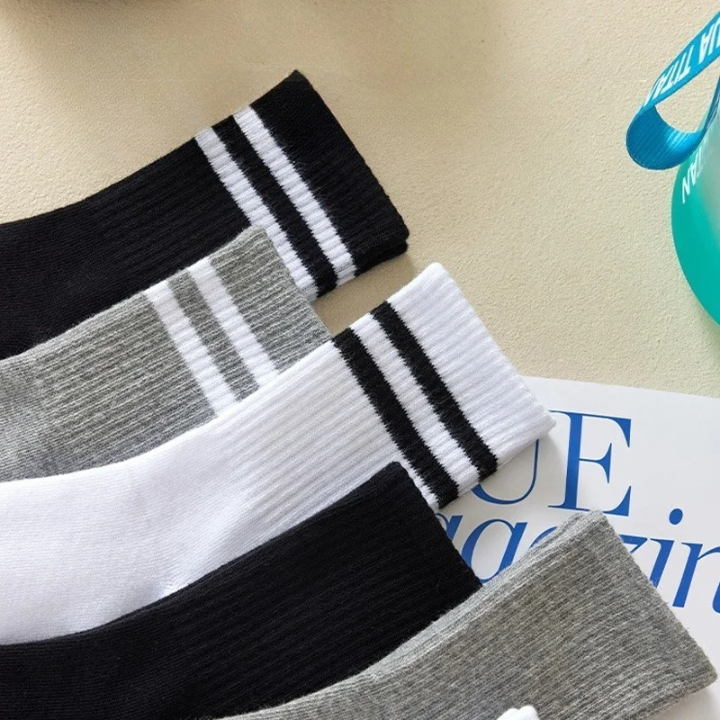 Men Women Mid Calf Socks Black White Grey Casual Crew Socks Ultra Soft Breathable Unisex Sports Work Daily Outfits 6 10 12 Pairs sports socks casual socks breathable socks solid color socks black socks athletic socks gym socks solid colour socks mid calf socks