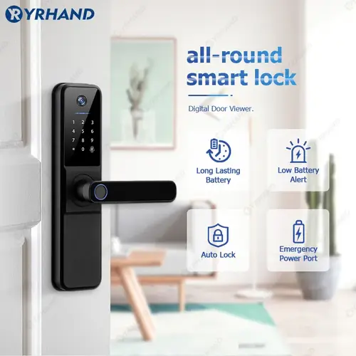 YRHAND H01 Fechadura Eletronica Tuya Wifi Digital Electronic Smart Door Lock With Biometric Camera Fingerprint IP66 Smart Lock - Image 4