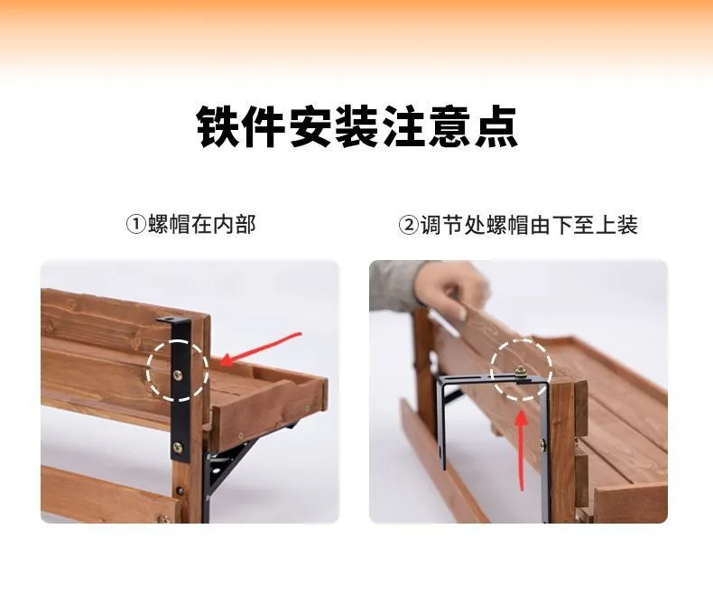 Flower Stand Balcony Guardrail Creative Leisure Small Bar Table Solid Wood Apartment Foldable Home Guardrail Hanging Bar Table