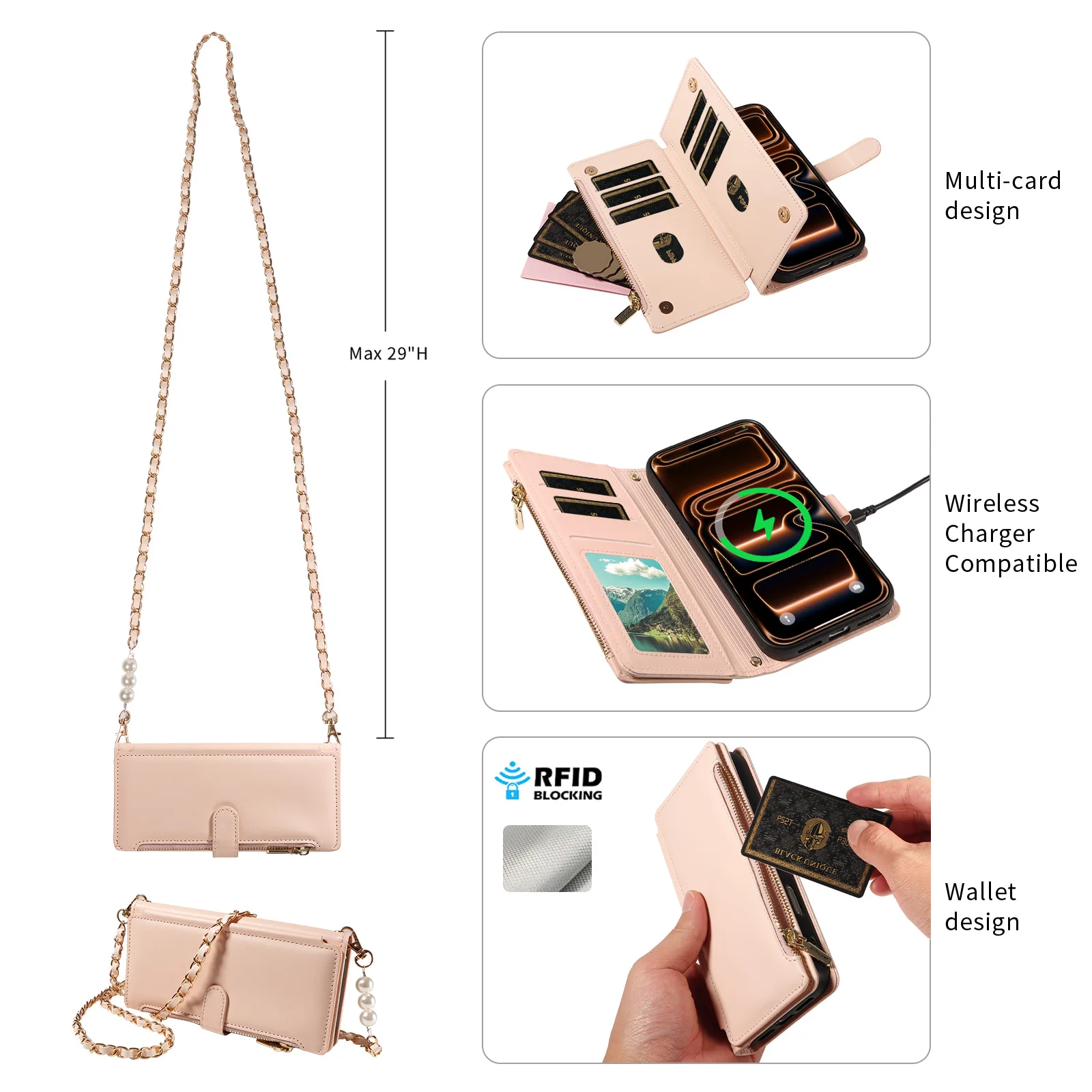 Stylish Faux Leather Crossbody Phone Case - Magnetic, Shockproof & Scratch-Resistant