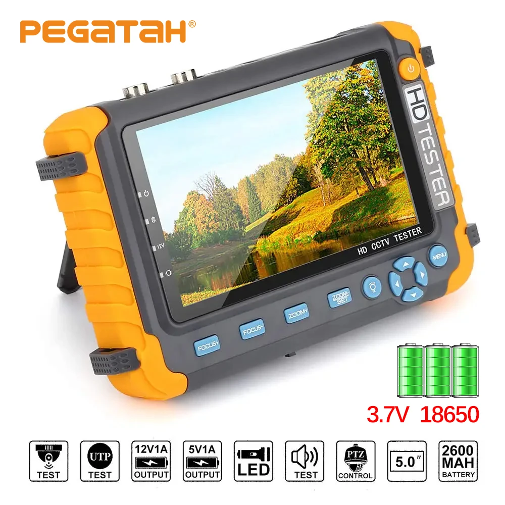 PEGATAH IV8W 8MP AHD/CVI/TVI CVBS CCTV Tester CCTV Cameras Tester AHD Testers with HDMI VGA Input Video CFTV Mini Monitor cctv camera tester