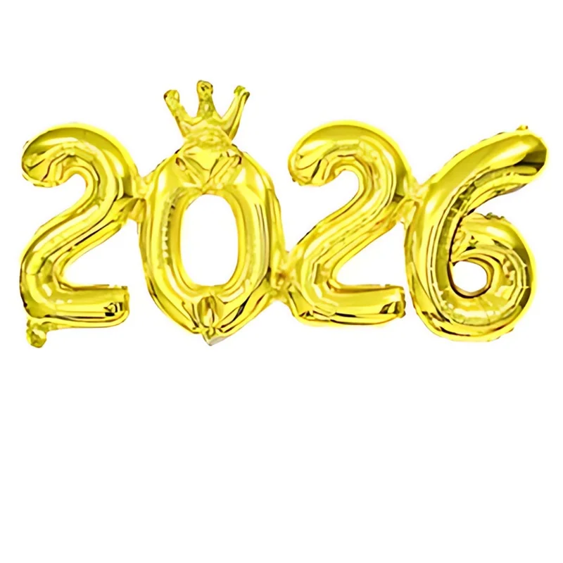 2026 Gold Crown Foil Number Balloons for 2026 New Year Christmas Eve Festival Party Supplies Decorations Christmas Home Decor