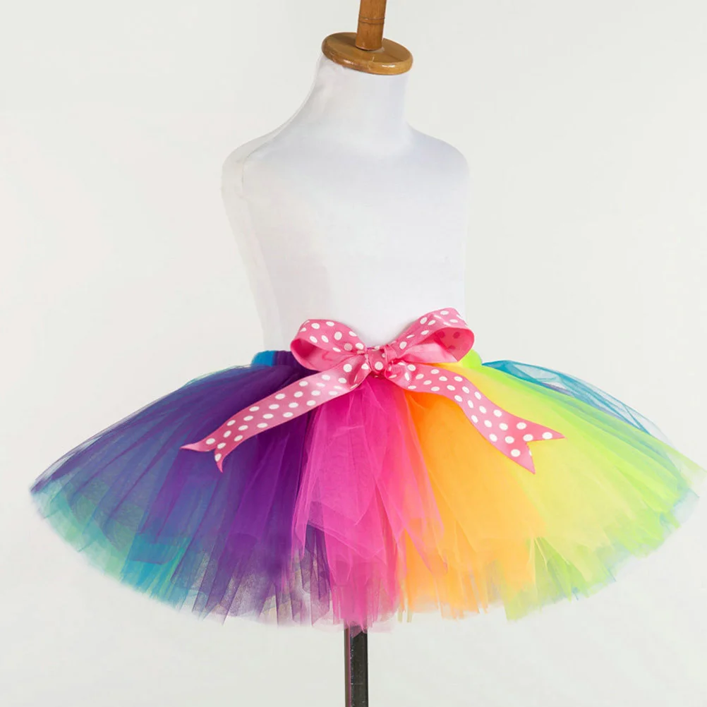 

Kids Rainbow Tutu Skirt Baby Girl Costume Ballet Mesh Skirt for Carneval Party Dacing Performance Christmas Unicorn Headwear