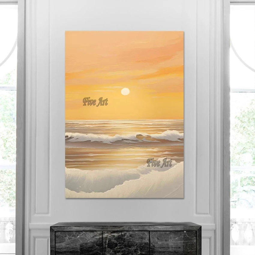 

Living Room Decoration Beautiful Sunrise Over The Sea Abstract Landscape Oil Painting Home Decor Wall Picture Modern Art