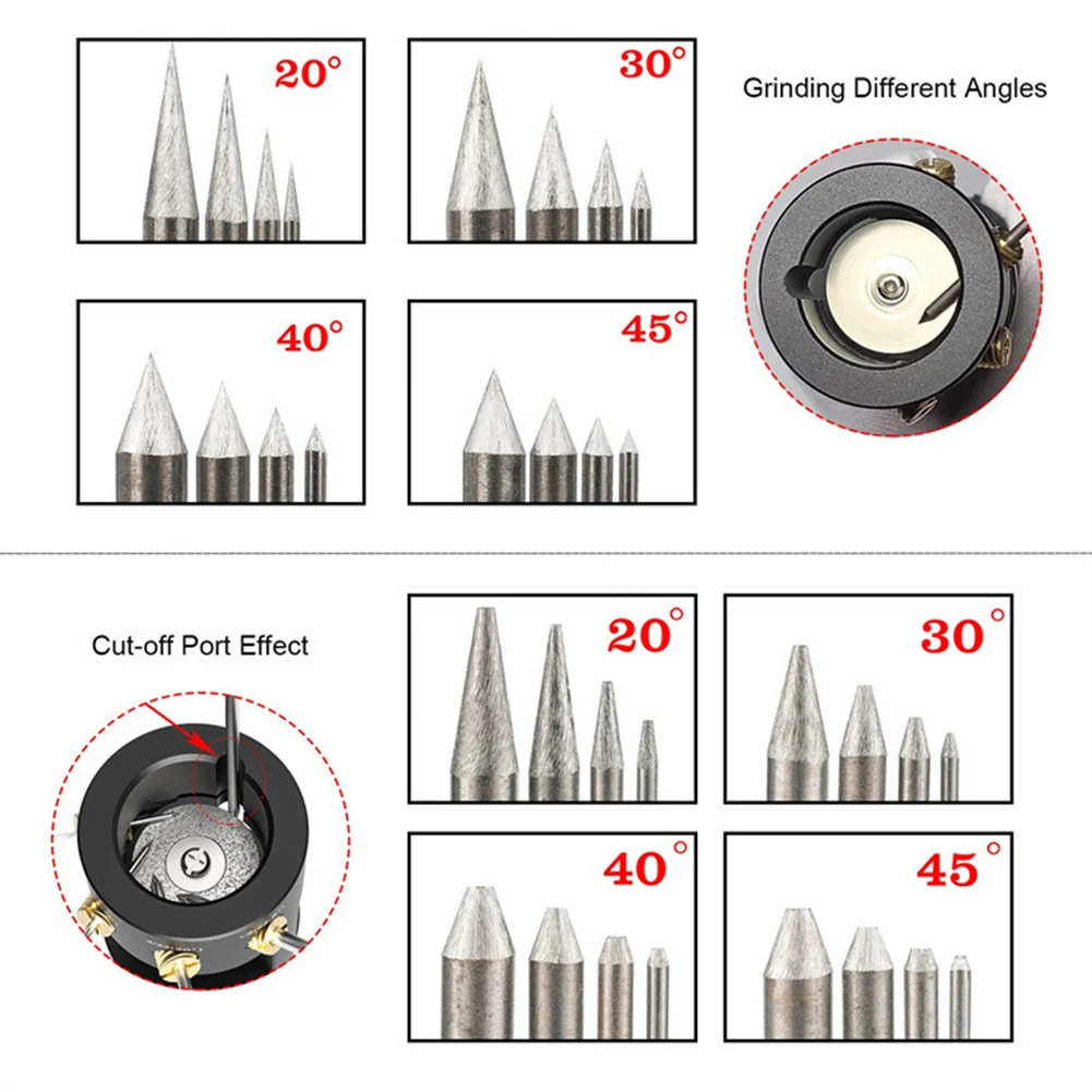 Tungsten Electrode Sharpener Grinder Head TIG Welding Tool with Cut-Off Slots Multi-Angle 0.04"-1/8" with 5x25mm Diamond Wheels