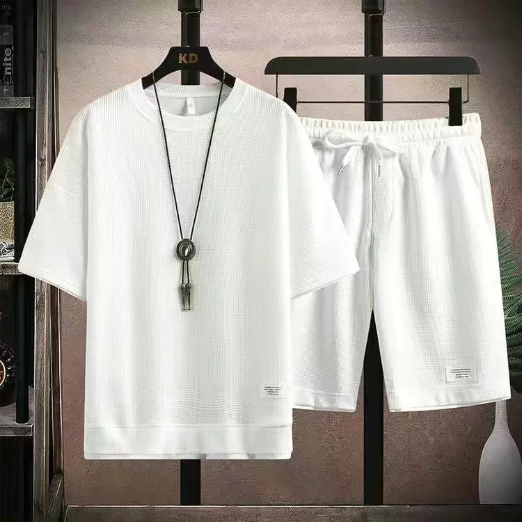 Summer Sports Set Men's Versatile Loose Plus Fat Plus Breathable T-shirt Shorts Casual Set Tracksuit