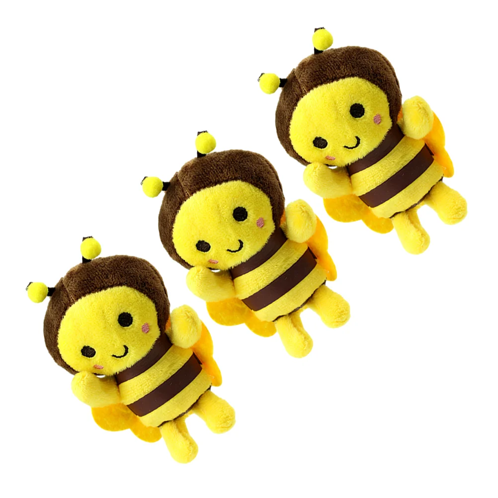 3pcs Bee Shaped Pendants  Plush Pendants Plush Bee Keychain Hanging Charms