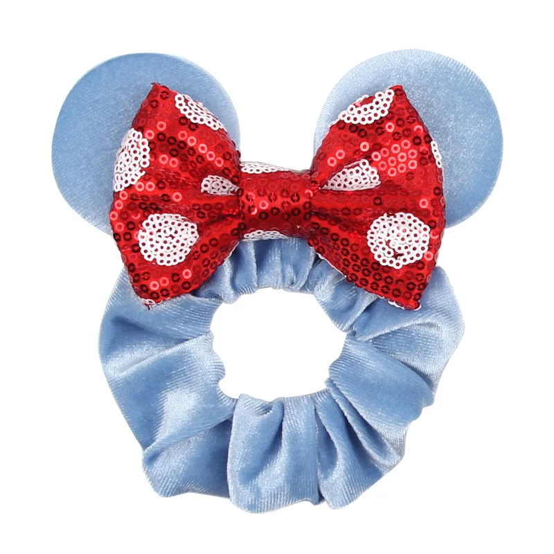 Disney Mickey Christmas Headband Thickened Velvet Pig Colon Elastic Gold Velvet Hair Accessories