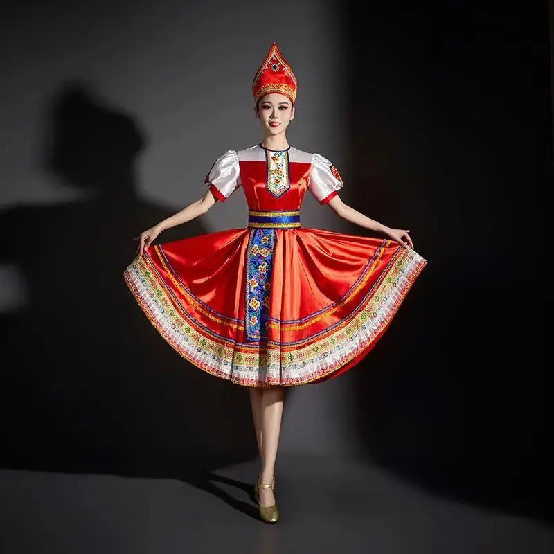Halloween Women Russian Dance Girl Costume Red Sarafan Folk Party Fancy Dress Adult Russian National Traditional Clothing