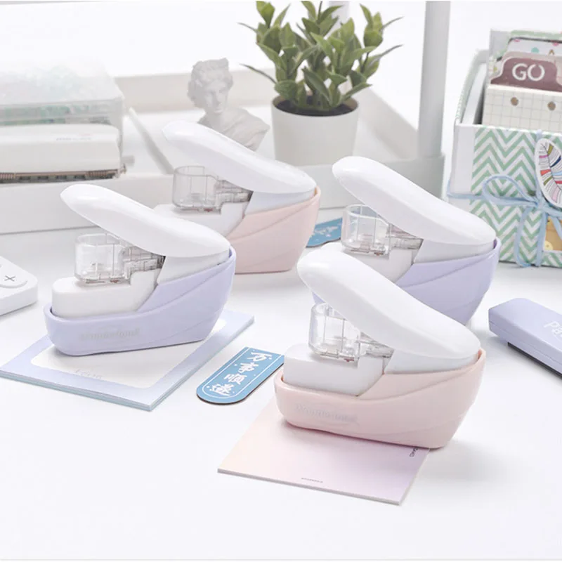 Mini No Nails Easy Effortless Stapler book Stapling Stapler Without Staple Office Binding Supplies School Supplies stapleless stapler