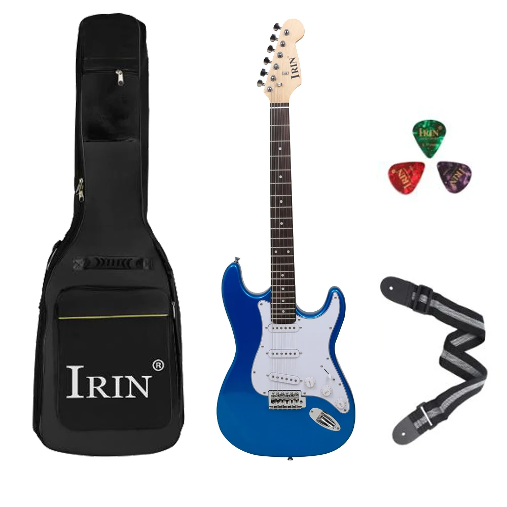 

ST Electric Guitar Kit High Quality 6 Strings Blue Basswood Body Guitarra Musical Instruments with Bag Strap Picks Accessories