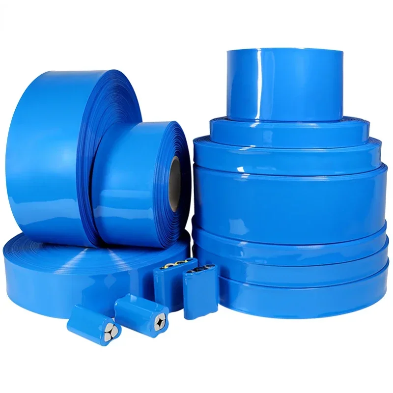 18650 PVC ความร้อนหดหลอดแบตเตอรี่สีฟ้ากว้าง 29.5 มม.~ 300 มม.ฉนวนป้องกันฟิล์มห่อแบตเตอรี่ลิเธียมสาย 1