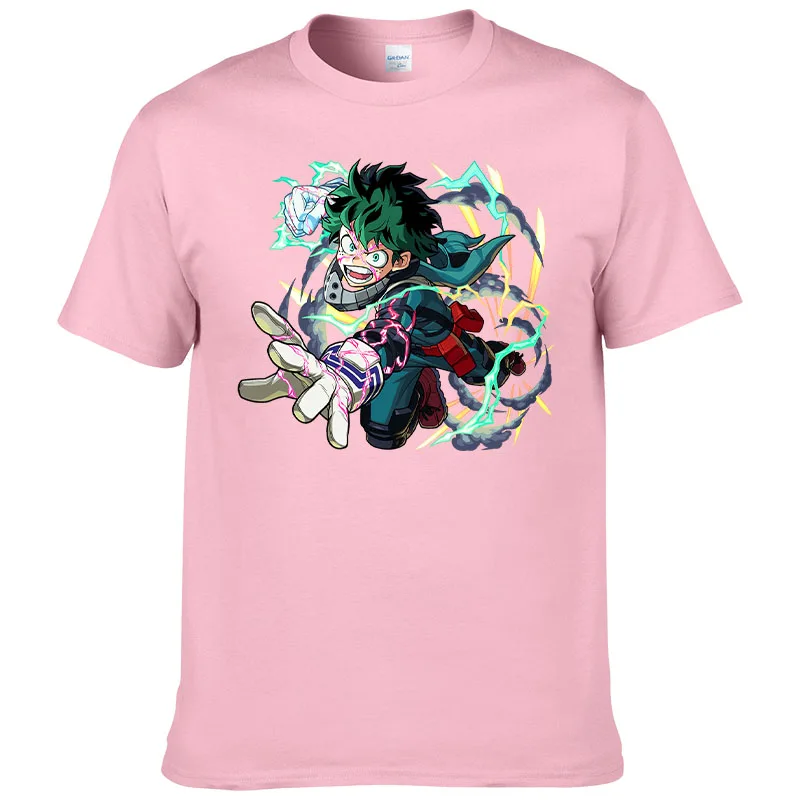 My Hero Academy 프린트 만화 순면 라운드넥 남성용 반팔 티셔츠, 통기성 반팔 F93, 여름 신상 