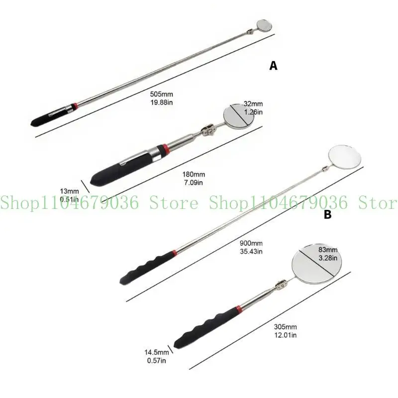 652F 텔레스코픽 원형 거울 긴 손잡이가 있는 자동차 수리 도구 32mm/82mm