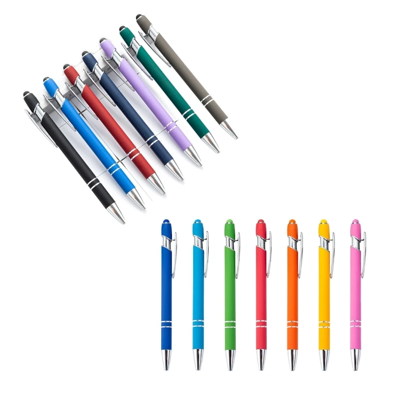 7Pcs 2 in 1 터치 스크린 중간 포인트 볼 개폐식 포인트 펜 검정 잉크 펜