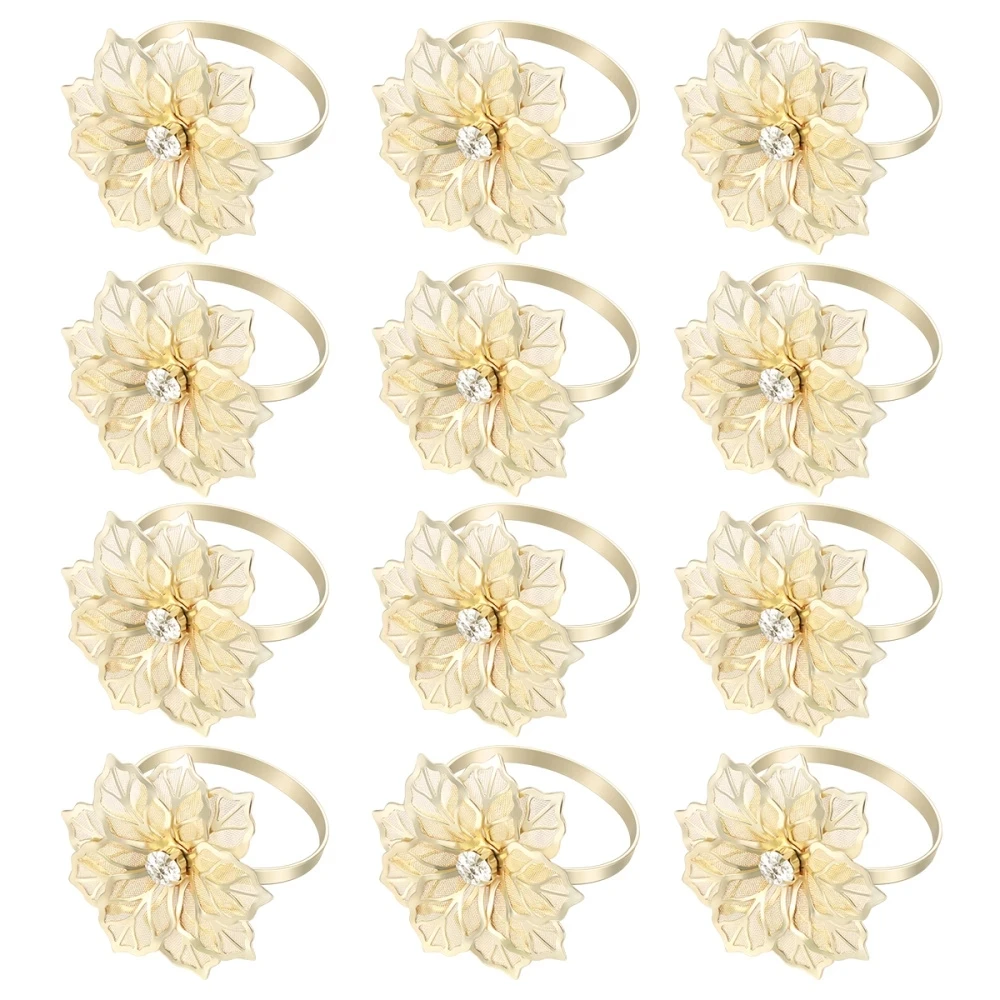 1/6/12pcs Gold Silver Napkin Ring Chairs Buckles Wedding Event Decoration Crafts Rhinestone Holder Handmade Party Supplies