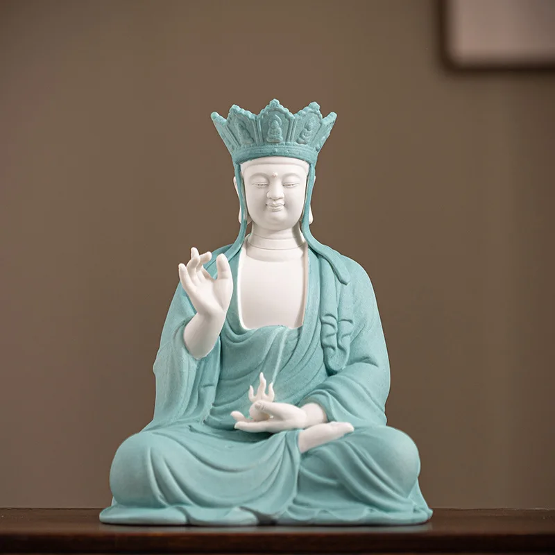 Buddha statue of King Ksitigarbha Bodhisattva and home decoration, ceramic crafts, Chinese style, living room