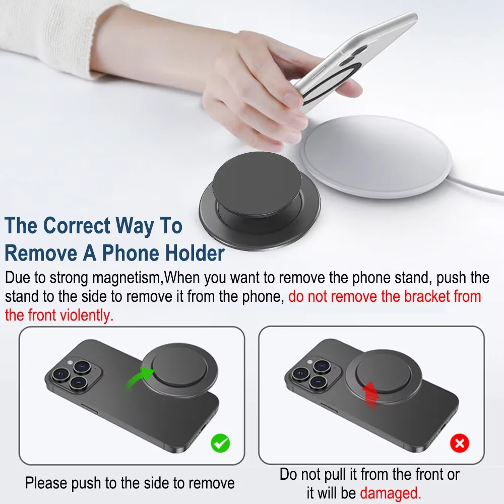 Magnetic Mobile Phone Grip and Stand with Universal Attachment