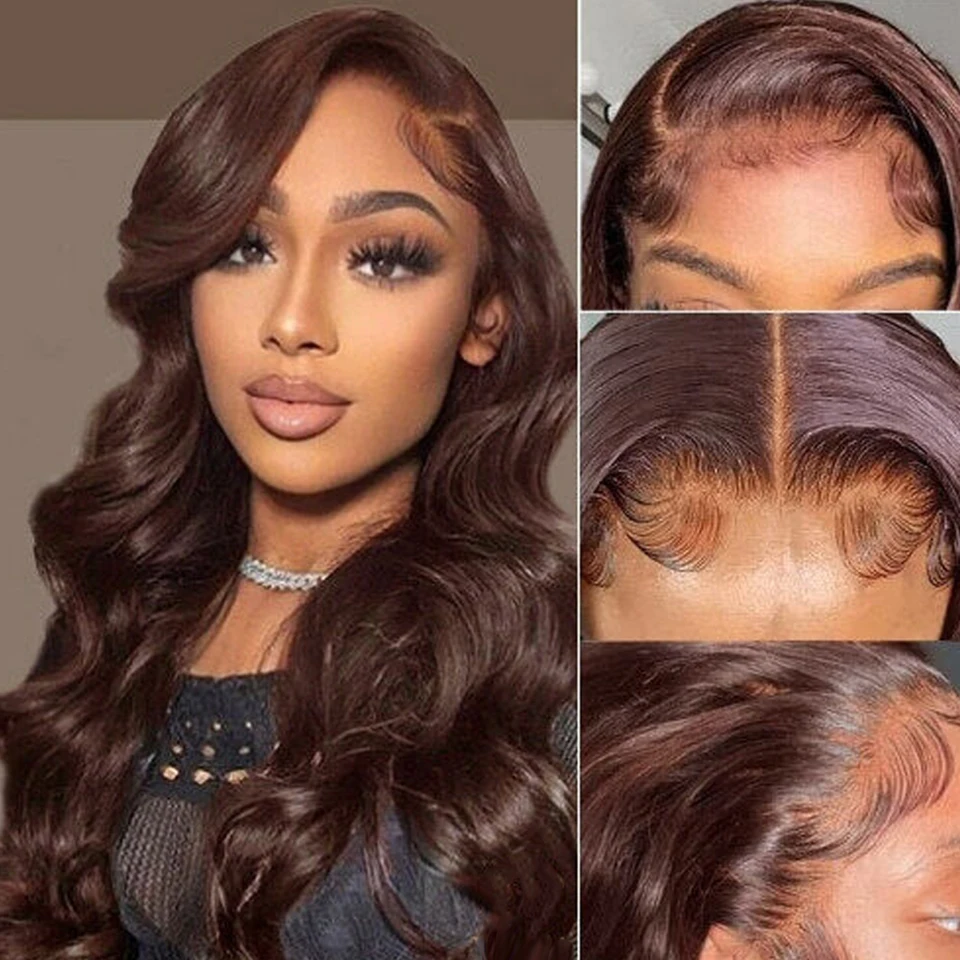 

Body Wave Lace Frontal Wig Brown Ginger Human Hair Wigs 13*5 Malaysia Remy Transparent Lace Glueless Wig For Women Natural Wig