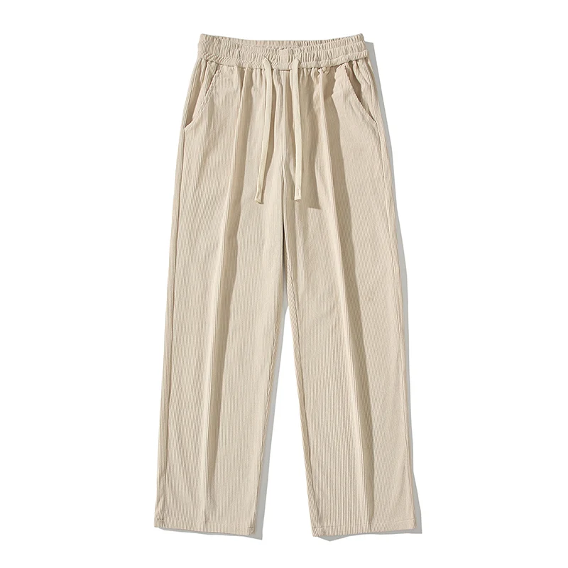 Brand Men's Corduroy Casual Pants Korean Street Straight Loose Wide Leg Pants Fashion Casual Sports Pants Black Gray Beige White