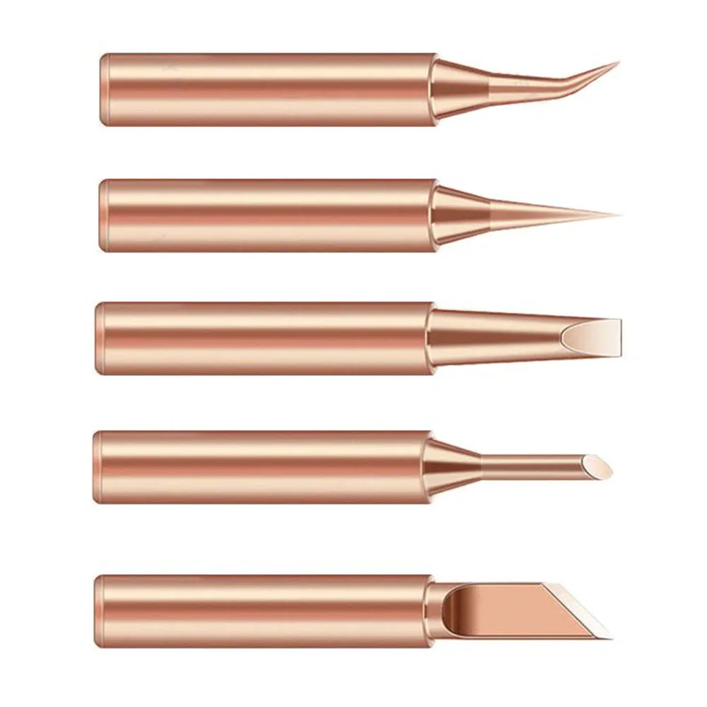 

5pcs Soldering Iron Tips Copper Iron Head Professional Bit Replacement Parts For Household Soldering Welding Equipment Parts