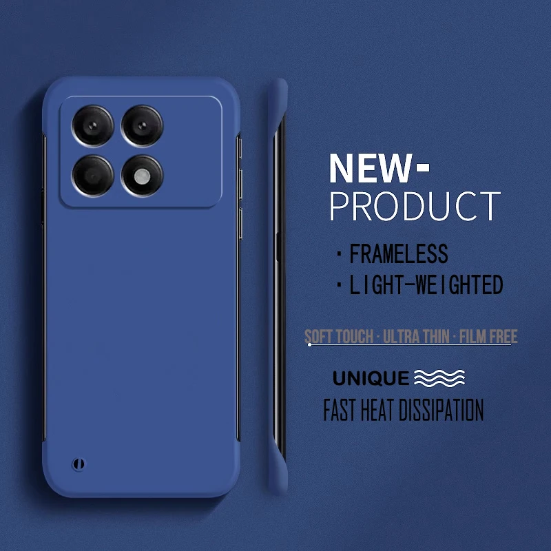 Matte dünne rahmenlose reine Farbe PC-Telefonhülle für XIAOMI Poco X6 F6 F5 Pro F4 F3 viereckige Schutzhülle – Detail 10